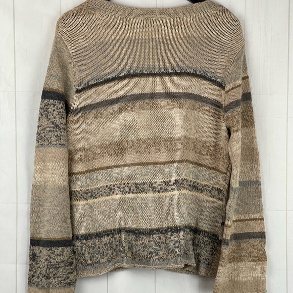 J. Jill Tan Striped Cardigan Size M - Picture 4 of 7